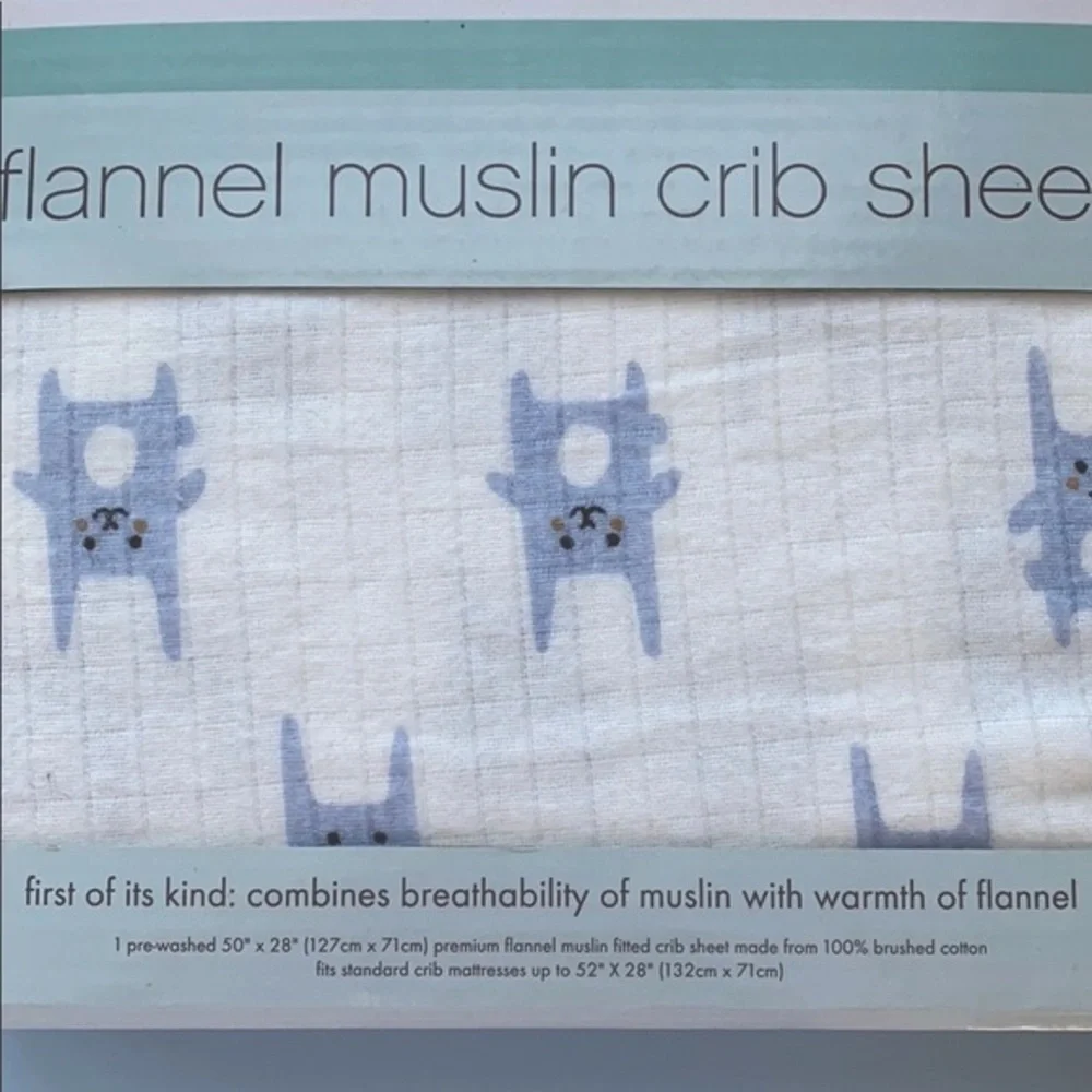 👶🏻 ADEN ANAIS MUSLIN FITTED CRIB SHEET BLUE BUNNY - Picture 2 of 7